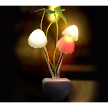 Novelty Mushroom Fungus Night Light With Auto(Day-Night) Sensor-LED Wall Socket Lamp,Colorful, Small,